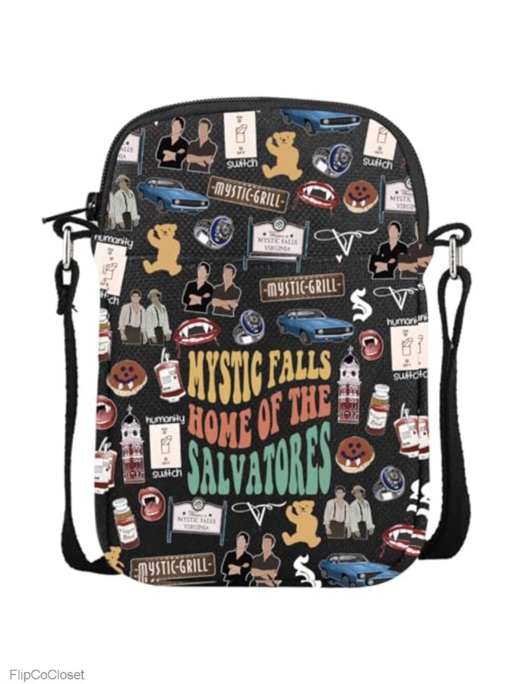 Canvas Tote Bag Crossbody Shoulder Bag Mystic Falls Vampire Fandom Large